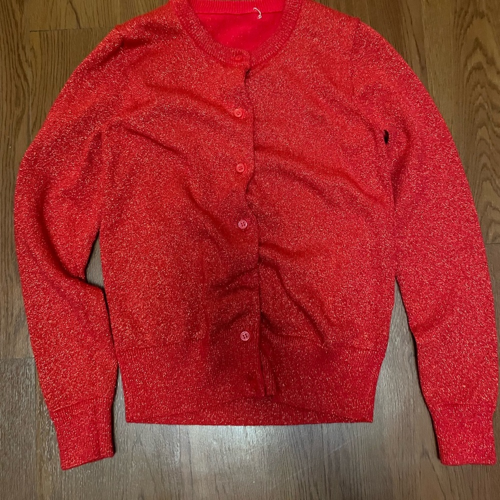 JCrew red button down sweater